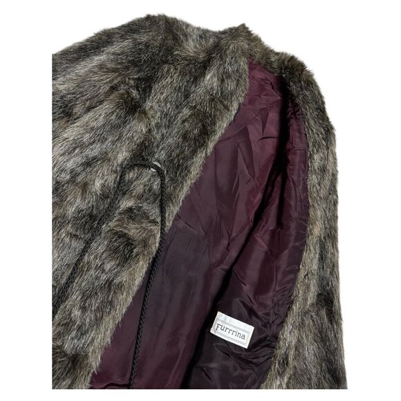 VINTAGE 90s Faux Fur Designer Winter Parka Coat With Matching Mittens Medium - Picture 5 of 6